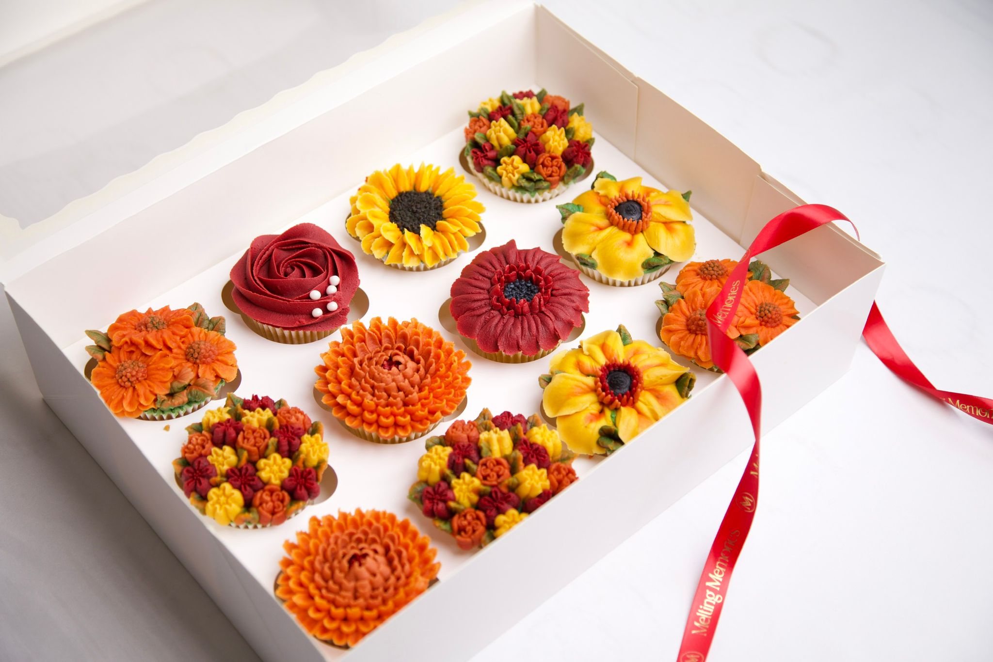 Small Box Fall  Floral Cupcakes